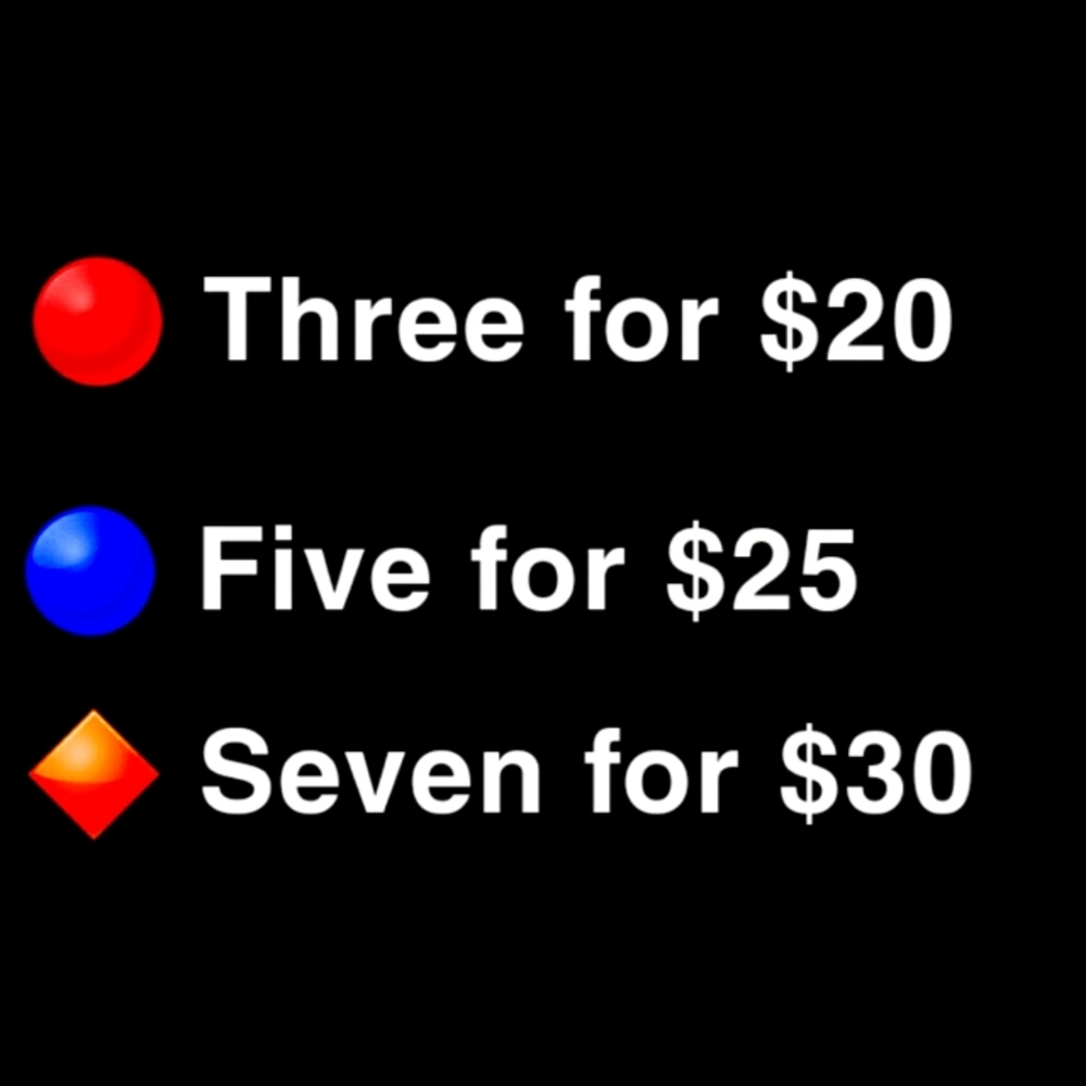 Look for items with 🔴🔵🔶️ symbols!